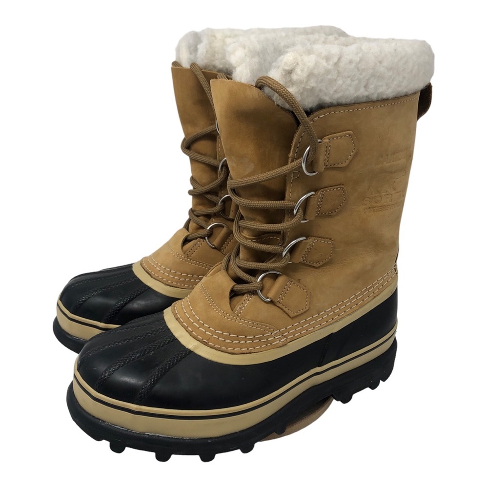 Sorel Caribou Snow Boots Tan Brown Lace Up Winter Men's Size 9, Womens size 10.5